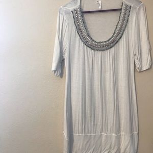 Maurices white tunic length blouse with beading